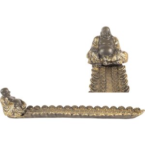 Candelabro Buda para Incienso Clayre & Eef Plateado Dorado 33x8x7 cm