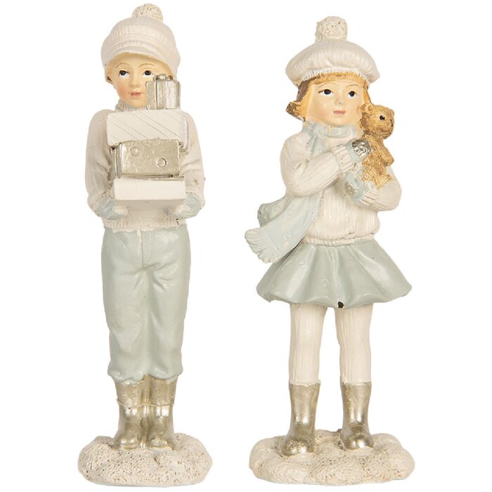 Clayre & Eef 6PR5917 Decoración Infantil 2 piezas 5x4x11 cm Blanco Verde