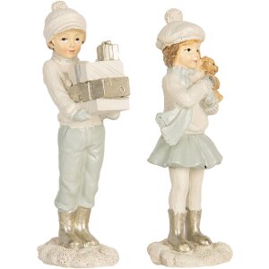 Clayre & Eef 6PR5917 Decoración Infantil 2 piezas 5x4x11 cm Blanco Verde