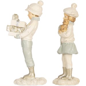 Clayre & Eef 6PR5917 Decoración Infantil 2 piezas 5x4x11 cm Blanco Verde
