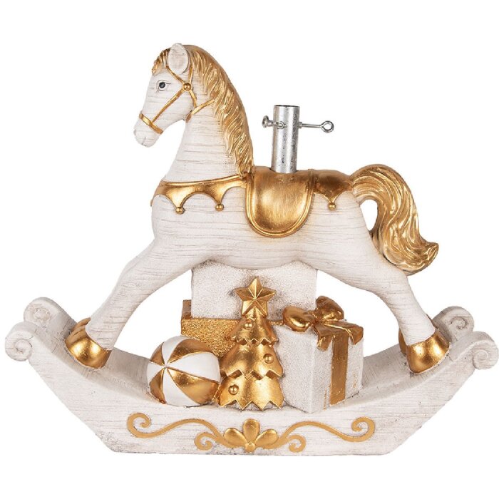 Clayre & Eef 5MG0094 Soporte para árbol de Navidad 73x21x61 cm Blanco-Dorado