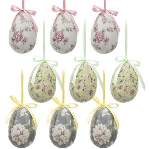 Clayre & Eef 65906 Decoración Huevos Colgantes Set 9 Unidades Ø 5x8 cm