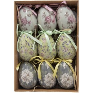 Clayre & Eef 65906 Decoración Huevos Colgantes Set 9 Unidades Ø 5x8 cm