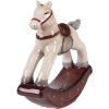 Clayre & Eef 6CE2248 Caballo balancín decorativo Beige-Rojo 11x3x11 cm