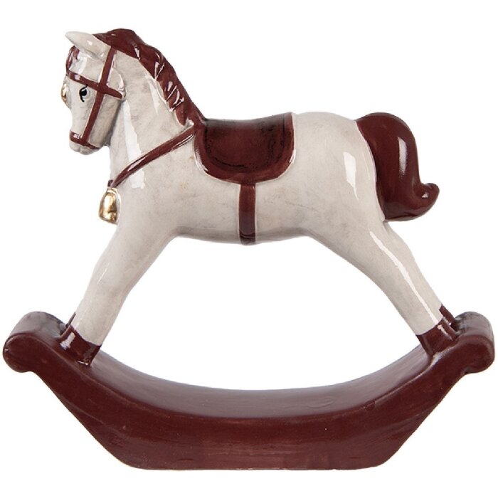 Clayre & Eef 6CE2249 Caballo Balancín Decorativo Beige/Rojo 15x4x14 cm