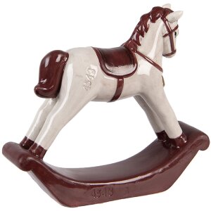 Clayre & Eef 6CE2249 Caballo Balancín Decorativo Beige/Rojo 15x4x14 cm