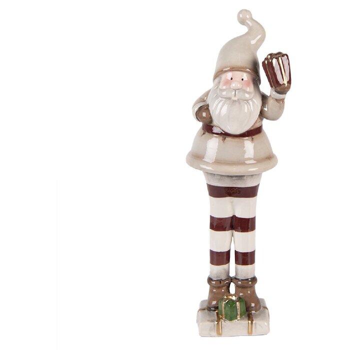 Clayre & Eef 6CE2251 Decoración Papá Noel Beige-Rojo 8x7x23 cm