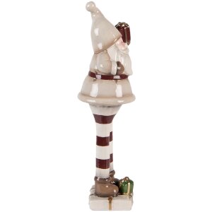 Clayre & Eef 6CE2251 Decoración Papá Noel Beige-Rojo 8x7x23 cm