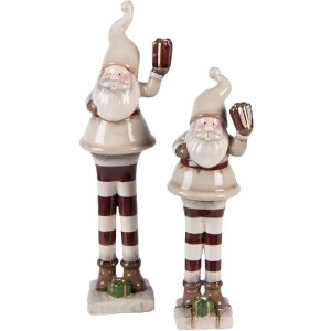 Clayre & Eef 6CE2251 Decoración Papá Noel Beige-Rojo 8x7x23 cm