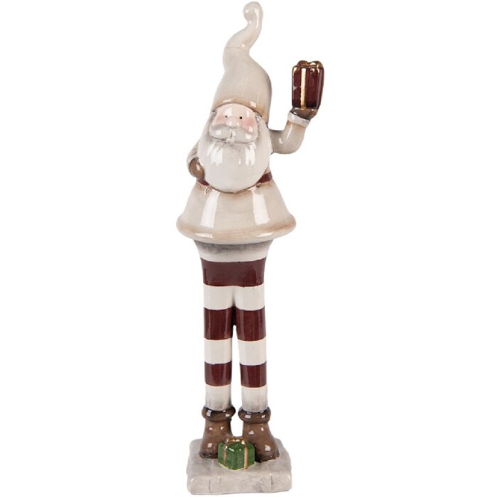 Clayre & Eef 6CE2252 Decoración Papá Noel 9x8x30 cm Beige/Rojo