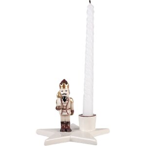 Clayre & Eef 6CE2253 Candelabro Cascanueces Beige Rojo 15x14x12 cm