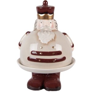 Clayre & Eef 6CE2254 Cuenco Decorativo con Tapa Beige Rojo Ø 17x25 cm