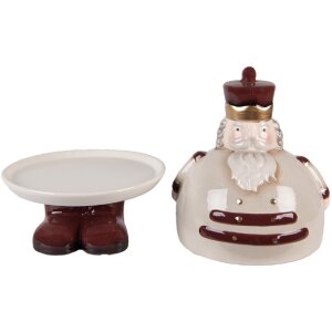 Clayre & Eef 6CE2254 Cuenco Decorativo con Tapa Beige Rojo Ø 17x25 cm