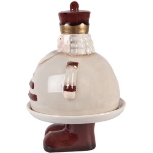 Clayre & Eef 6CE2254 Cuenco Decorativo con Tapa Beige Rojo Ø 17x25 cm