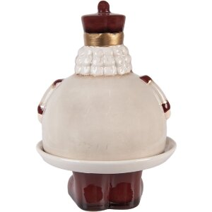 Clayre & Eef 6CE2254 Cuenco Decorativo con Tapa Beige Rojo Ø 17x25 cm