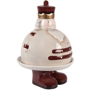Clayre & Eef 6CE2254 Cuenco Decorativo con Tapa Beige Rojo Ø 17x25 cm