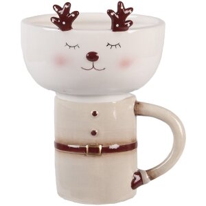 Clayre & Eef 6CE2255 Taza con Platillo Beige Blanco...