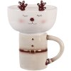 Clayre & Eef 6CE2255 Taza con Platillo Beige Blanco 12x12x18 cm