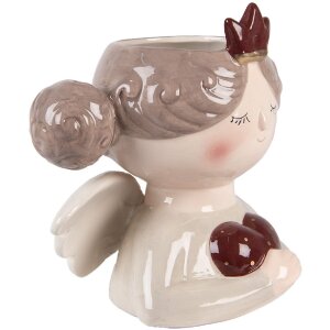 Clayre & Eef 6CE2256 Decoración Maceta 17x14x17 cm Beige-Rojo