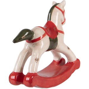 Clayre & Eef 6CE2263 Caballo Balancín Decorativo Beige/Rojo 12x4x11 cm
