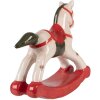 Clayre & Eef 6CE2263 Caballo Balancín Decorativo Beige/Rojo 12x4x11 cm
