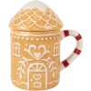Clayre & Eef 6CEMU0213 Jarra con Tapa Marrón-Blanco 350ml