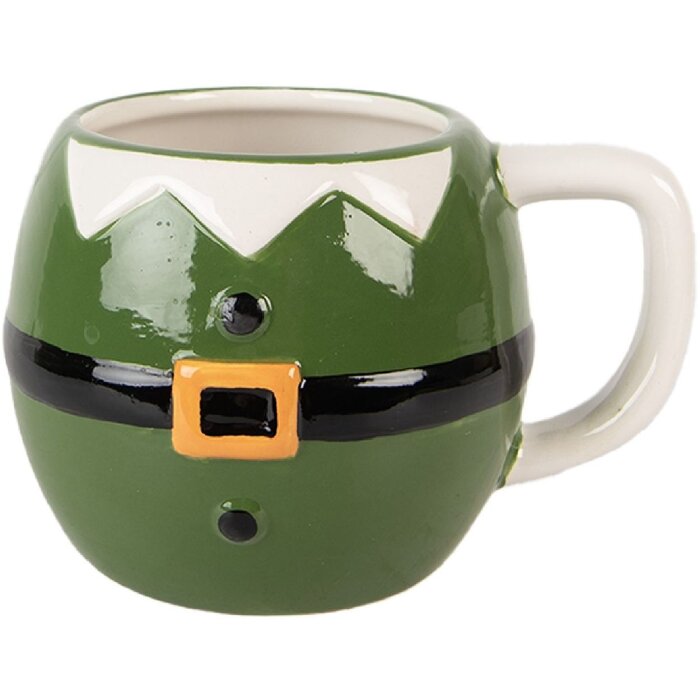 Clayre & Eef 6CEMU0217 Taza 14x11x9 cm Verde/Negro 450 ml