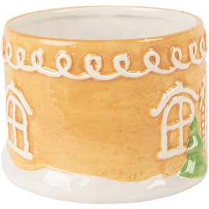 Clayre & Eef 6CETE0213 Tetera con taza de cerámica marrón blanco