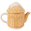Clayre & Eef 6CETE0213 Tetera con taza de cerámica marrón blanco