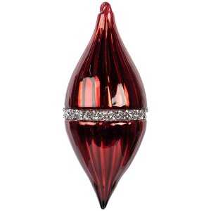 Clayre & Eef 6GL5092 Adorno navideño Rojo-Plata 8x18 cm