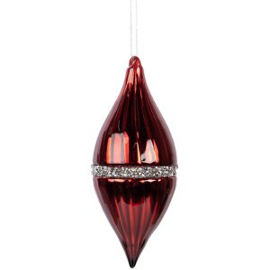 Clayre & Eef 6GL5092 Adorno navideño Rojo-Plata 8x18 cm