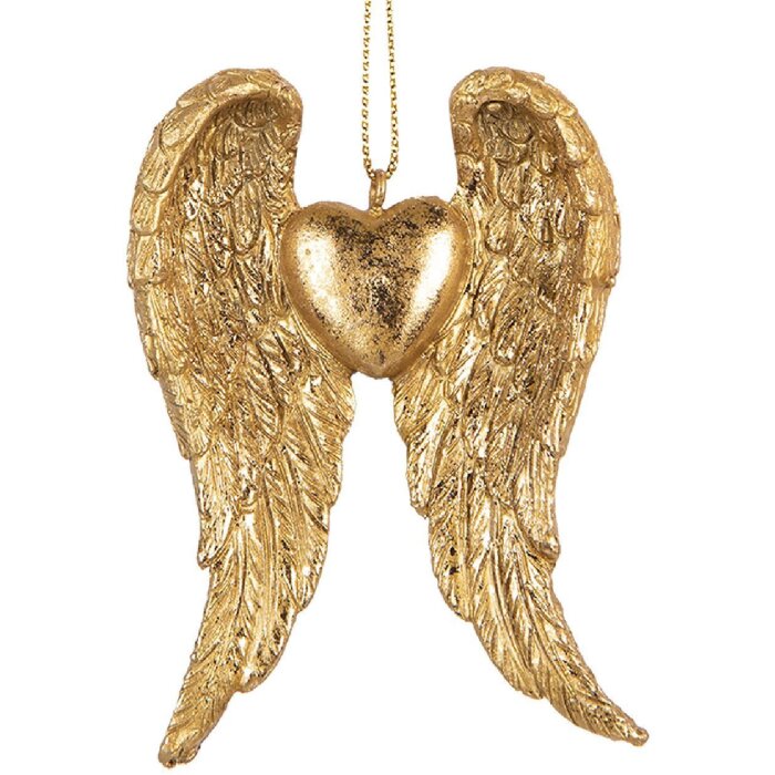 Clayre & Eef 6PR5641 Adorno Colgante Alas Dorado 6x2x9 cm