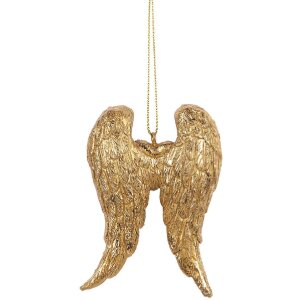 Clayre & Eef 6PR5641 Adorno Colgante Alas Dorado 6x2x9 cm