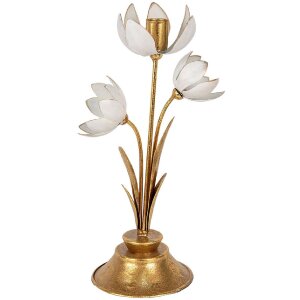 Clayre & Eef 6Y5805 Candelabro 16x11x30 cm Dorado Blanco
