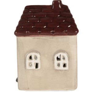 Clayre & Eef 6CE2269 Casa decorativa con LED 7x6x10 cm beige-rojo