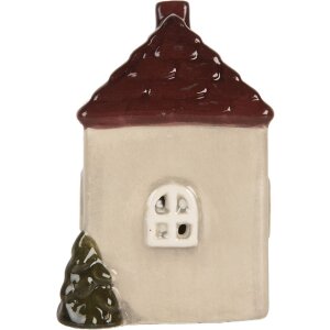 Clayre & Eef 6CE2269 Casa decorativa con LED 7x6x10 cm beige-rojo