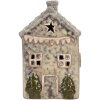 Clayre & Eef 6CE2274 Casa decorativa con LED Gris/Verde 6x6x11 cm