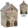 Clayre & Eef 6CE2274 Casa decorativa con LED Gris/Verde 6x6x11 cm