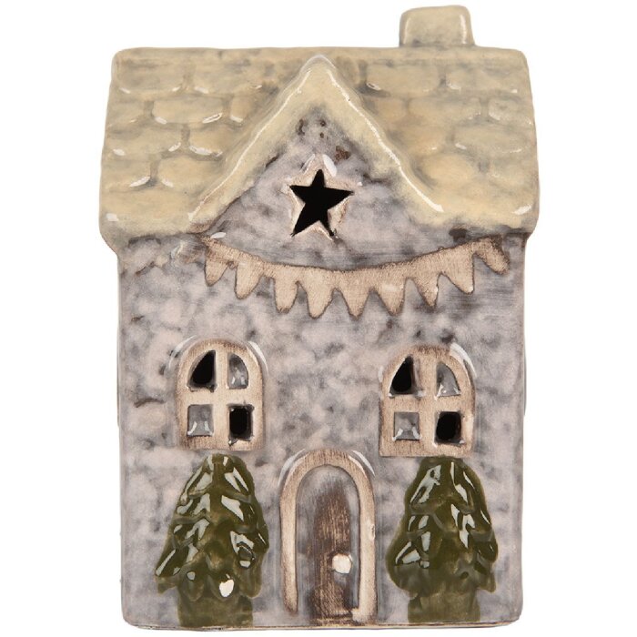 Clayre & Eef 6CE2275 Decoración Casa con LED 6x6x10 cm Gris Beige