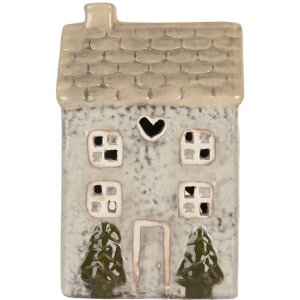 Clayre & Eef 6CE2278 Portavelas Casa 9x8x15 cm Gris/Beige