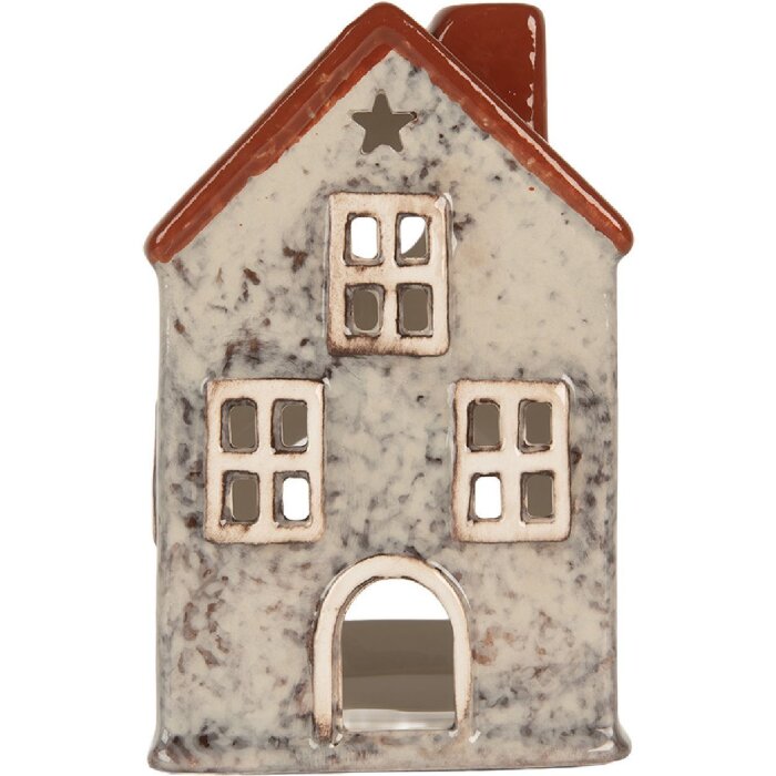 Clayre & Eef 6CE2284 Candelabro Casa 8x7x13 cm Gris Rojo