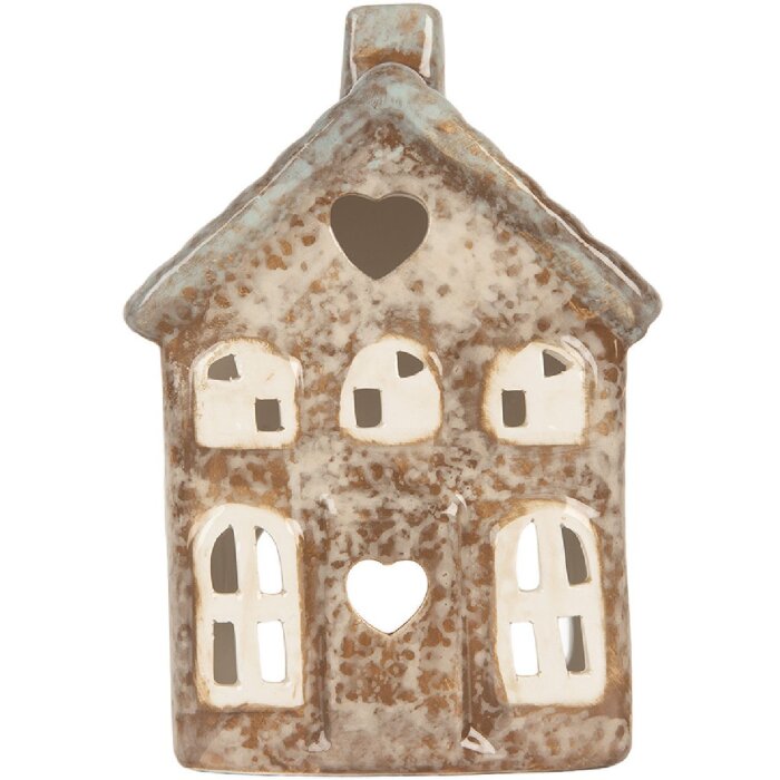 Clayre & Eef 6CE2291 Portavelas Casa 9x6x13 cm Beige Verde