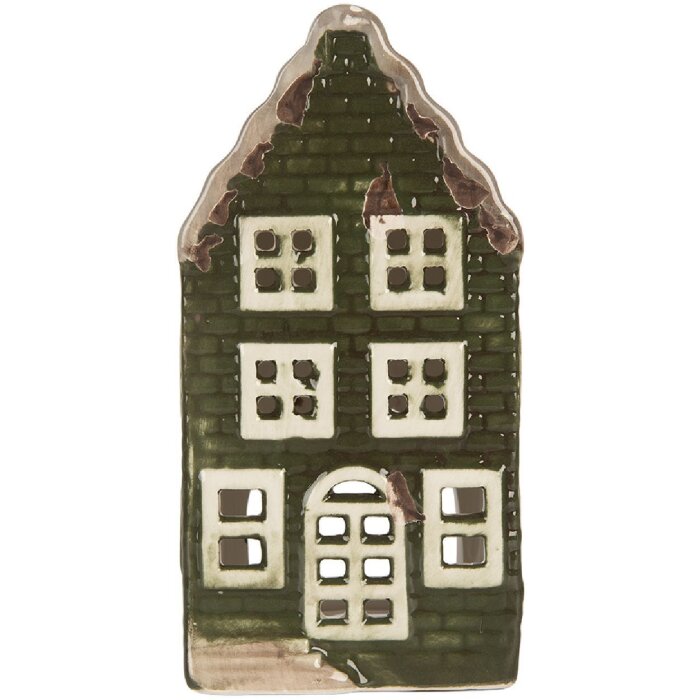 Clayre & Eef 6CE2301 Candelabro Casa 7x7x14 cm Gris-Verde