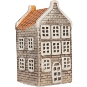 Clayre & Eef 6CE2304 Candelabro Casa 7x7x14 cm Gris-Naranja