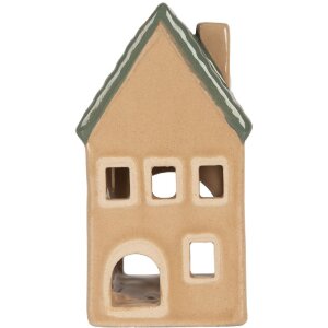 Clayre & Eef 6CE2307 Candelabro Casa 6x6x11 cm Beige/Verde
