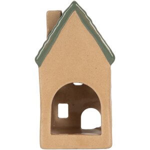 Clayre & Eef 6CE2307 Candelabro Casa 6x6x11 cm Beige/Verde