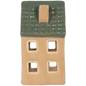 Clayre & Eef 6CE2307 Candelabro Casa 6x6x11 cm Beige/Verde