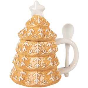 Clayre & Eef 6CEMU0212 Taza con Tapa y Cuchara 350ml