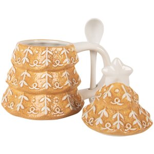 Clayre & Eef 6CEMU0212 Taza con Tapa y Cuchara 350ml