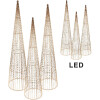 Clayre & Eef 50828 Juego de 3 Conos Decorativos LED Ø20x80/16x60/11x40cm